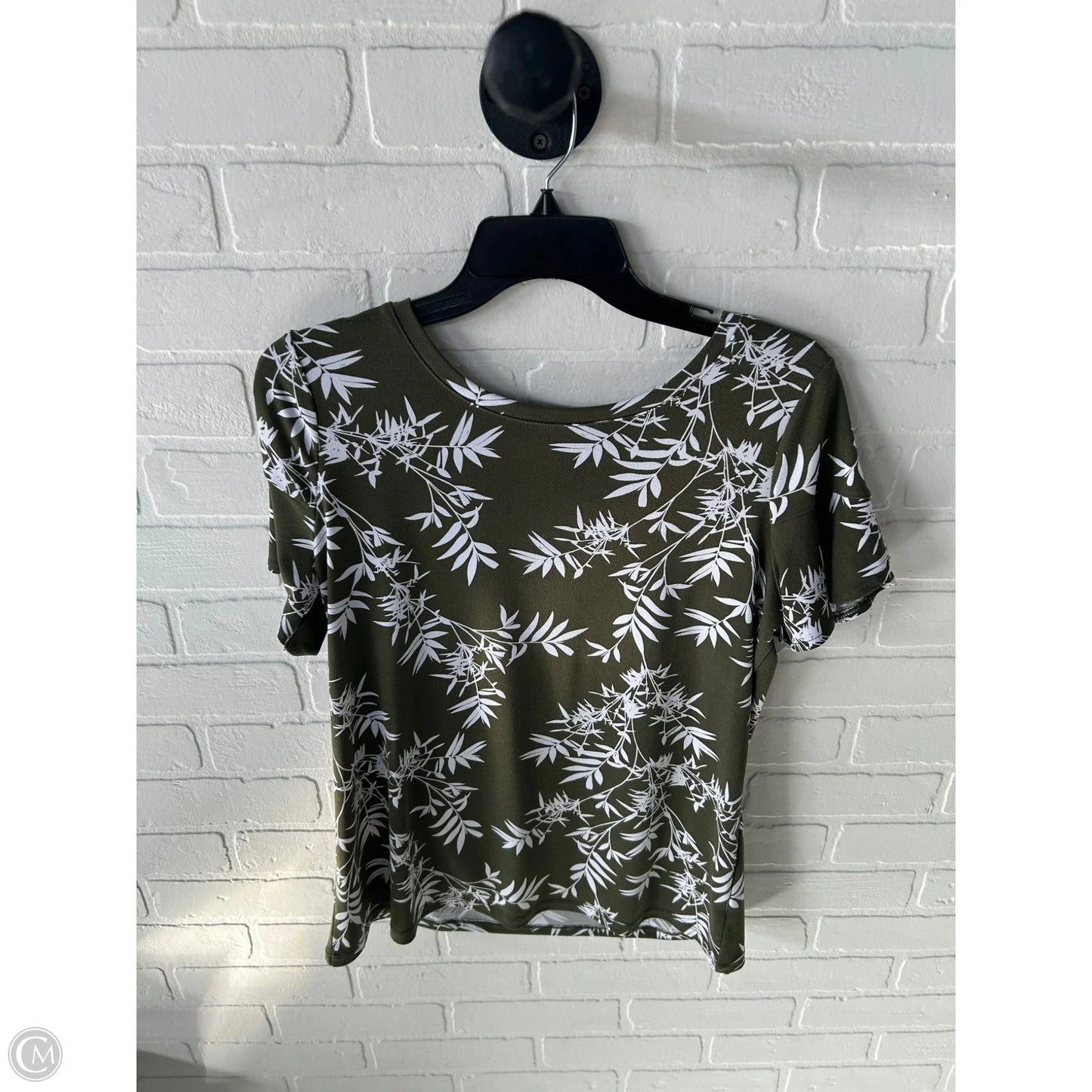 Top Short Sleeve By Worthington In Green & White, Size: S