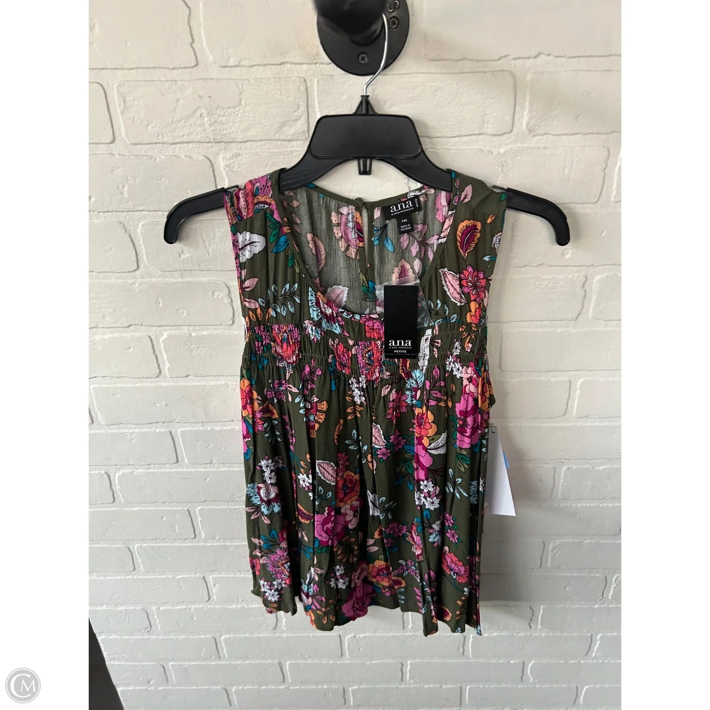 Top Sleeveless By Ana In Green & Pink, Size: Mp