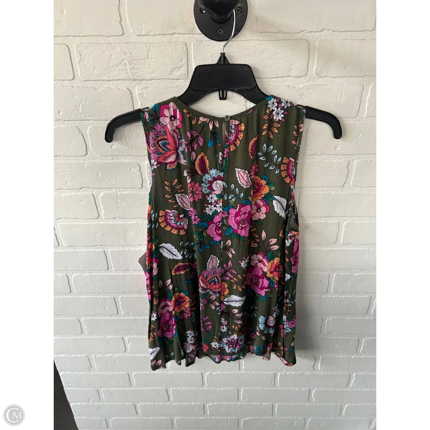 Top Sleeveless By Ana In Green & Pink, Size: Mp