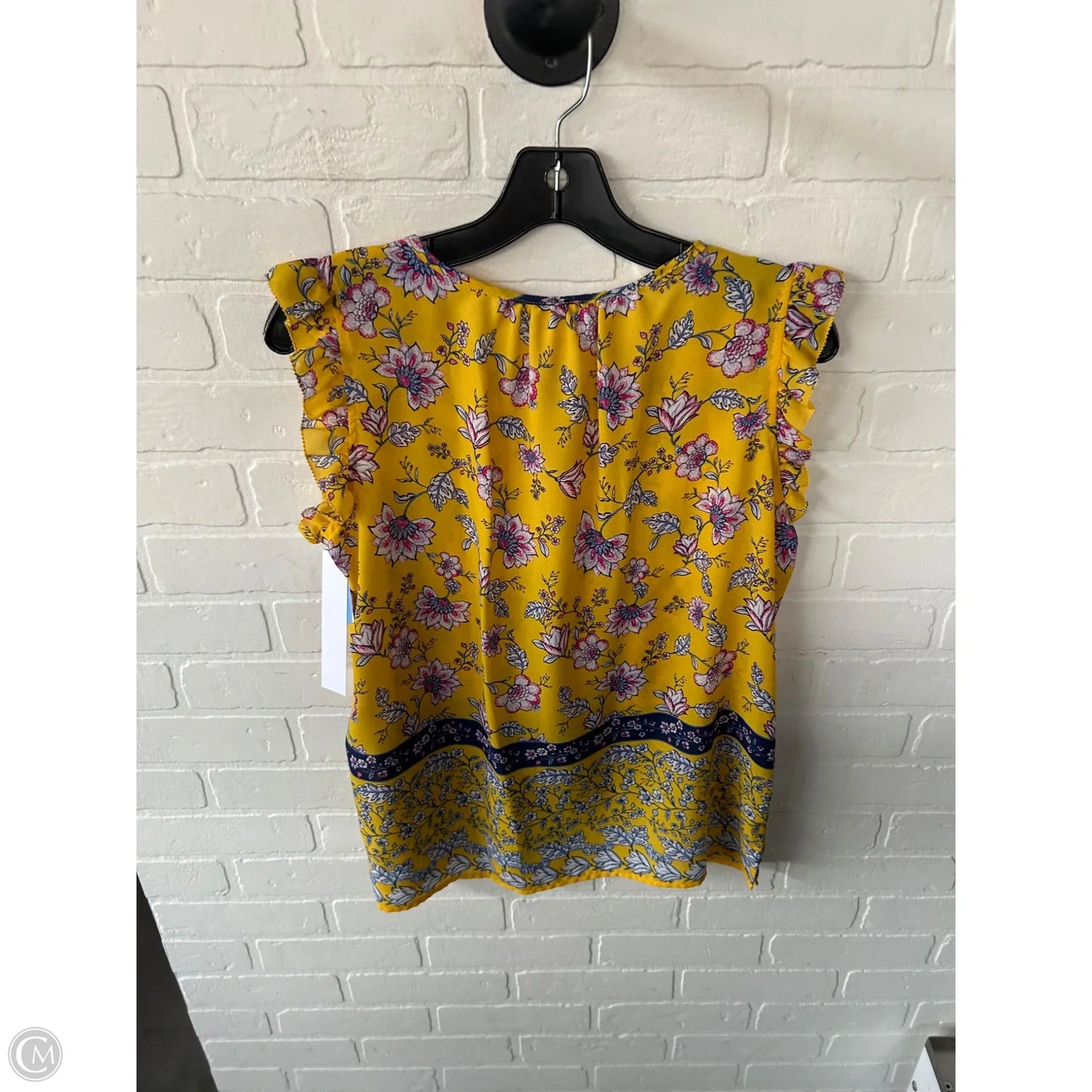 Top Short Sleeve By Liz Claiborne In Pink & Yellow, Size: M