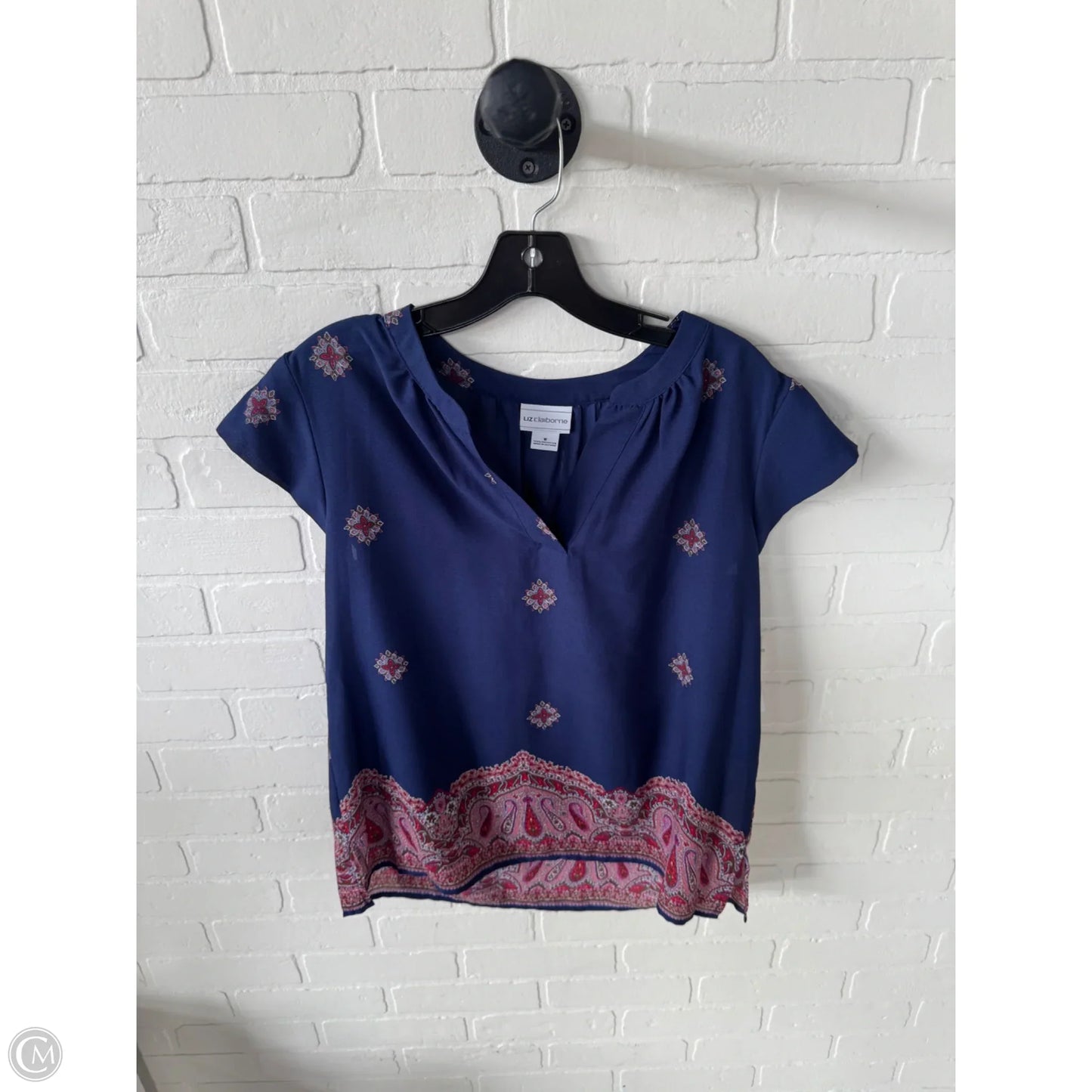 Top Short Sleeve By Liz Claiborne In Blue & Pink, Size: M