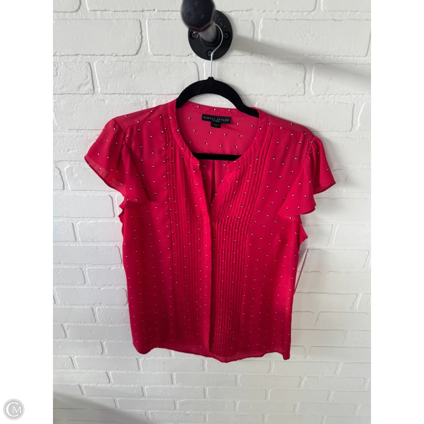 Top Short Sleeve By Simply Styled In Red, Size: L