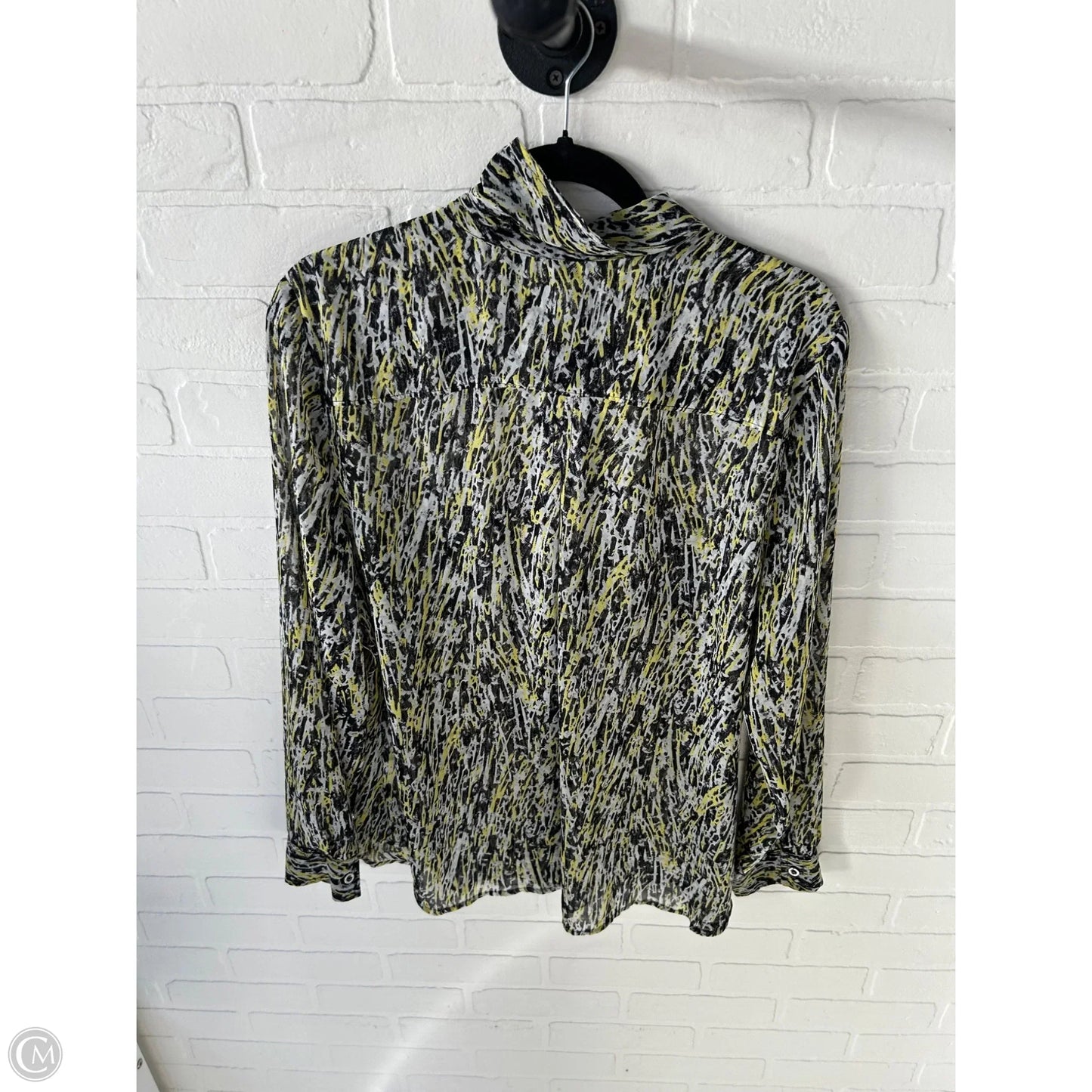 Top Long Sleeve By Liz Claiborne In Black & Yellow, Size: Xl