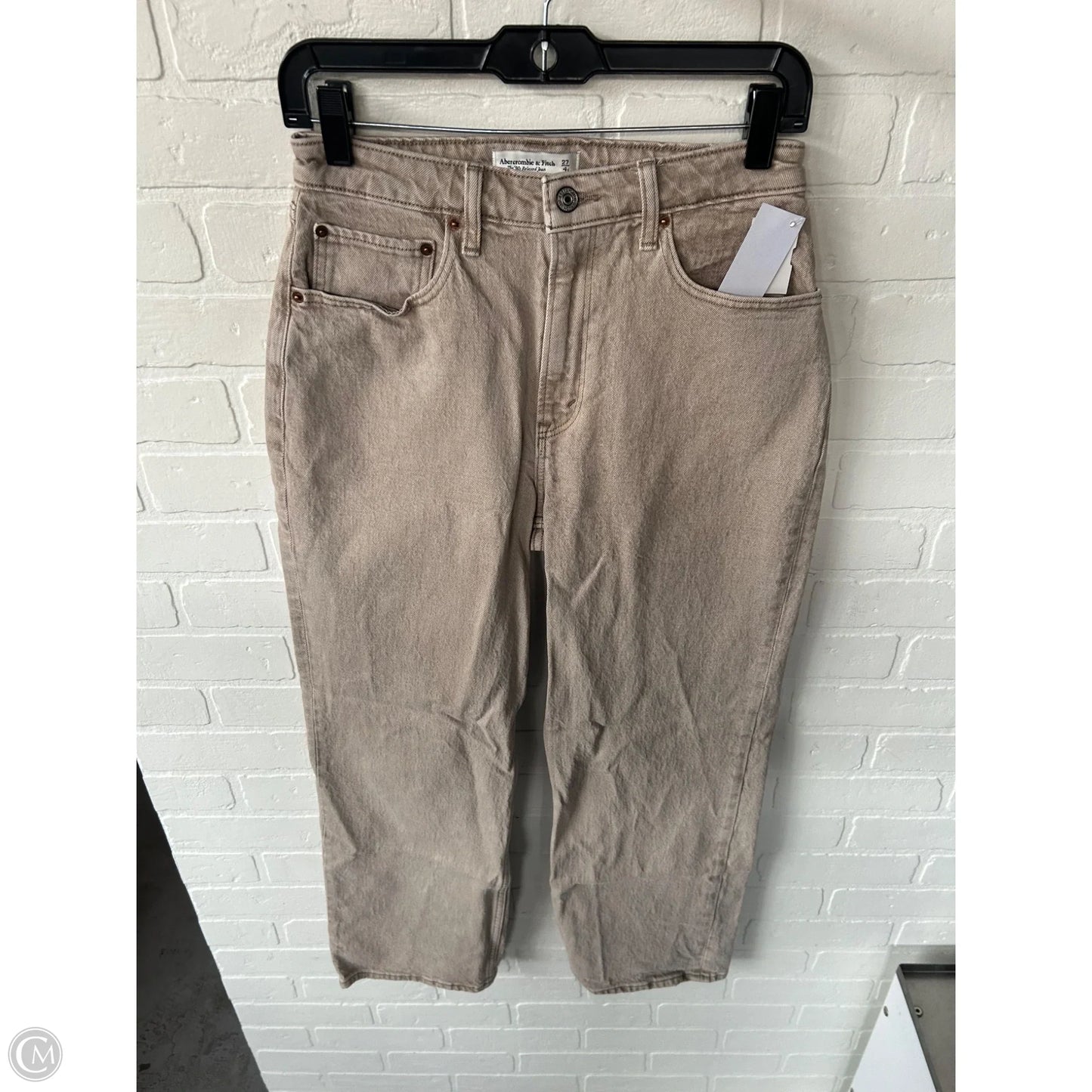 Jeans Straight By Abercrombie And Fitch In Tan Denim, Size: 4