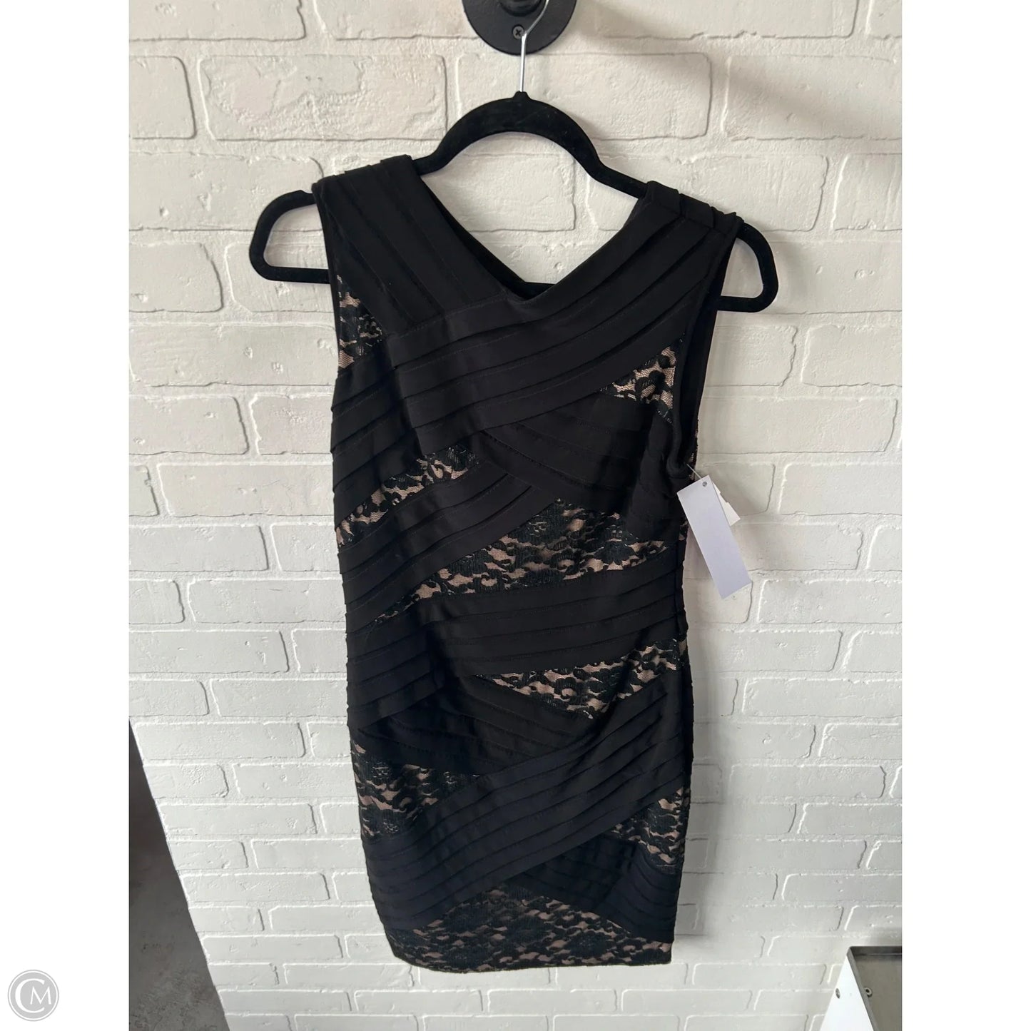 Dress Party Short By Adrianna Papell In Black & Tan, Size: S