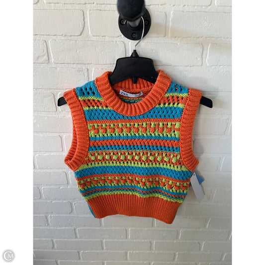Vest Sweater By Zara In Blue & Orange, Size: M