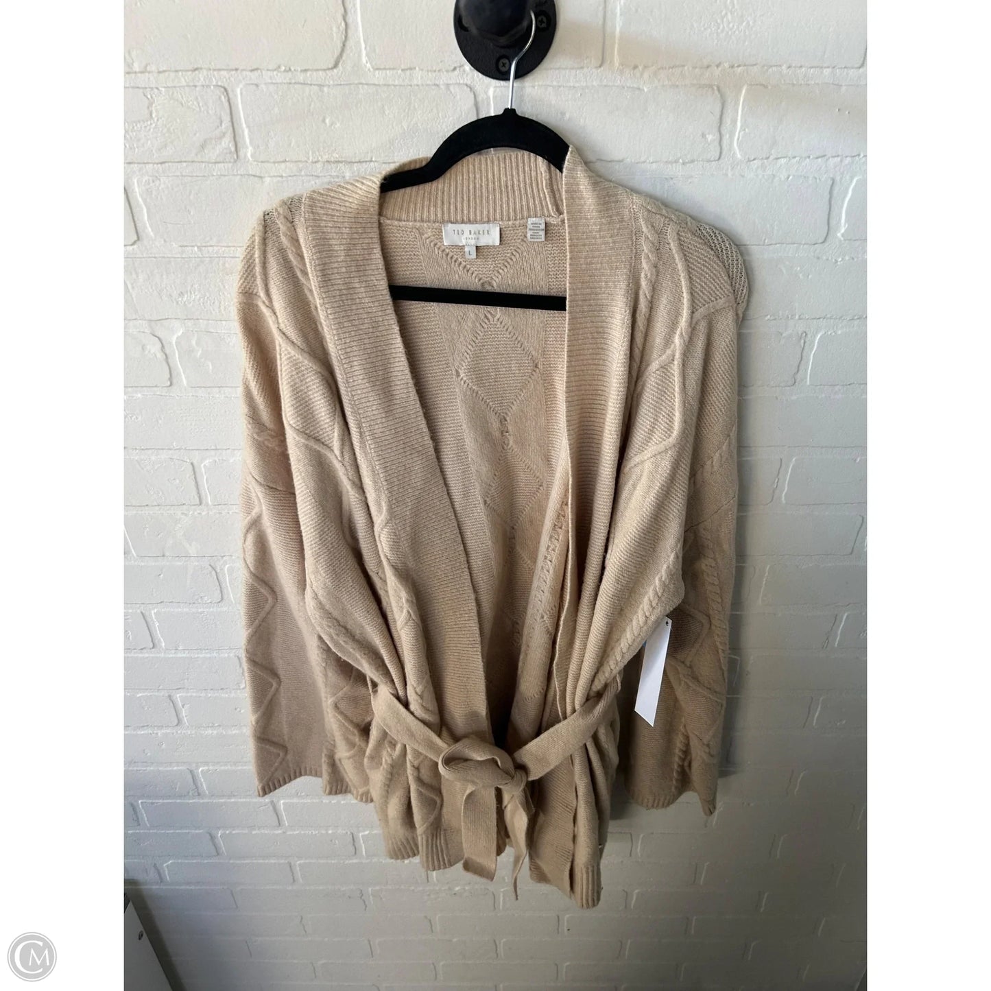 Sweater Cardigan By Ted Baker In Tan, Size: L