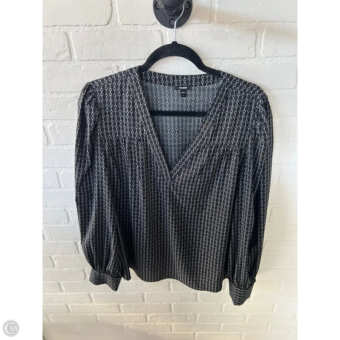 Top Long Sleeve By Express In Black & White, Size: L