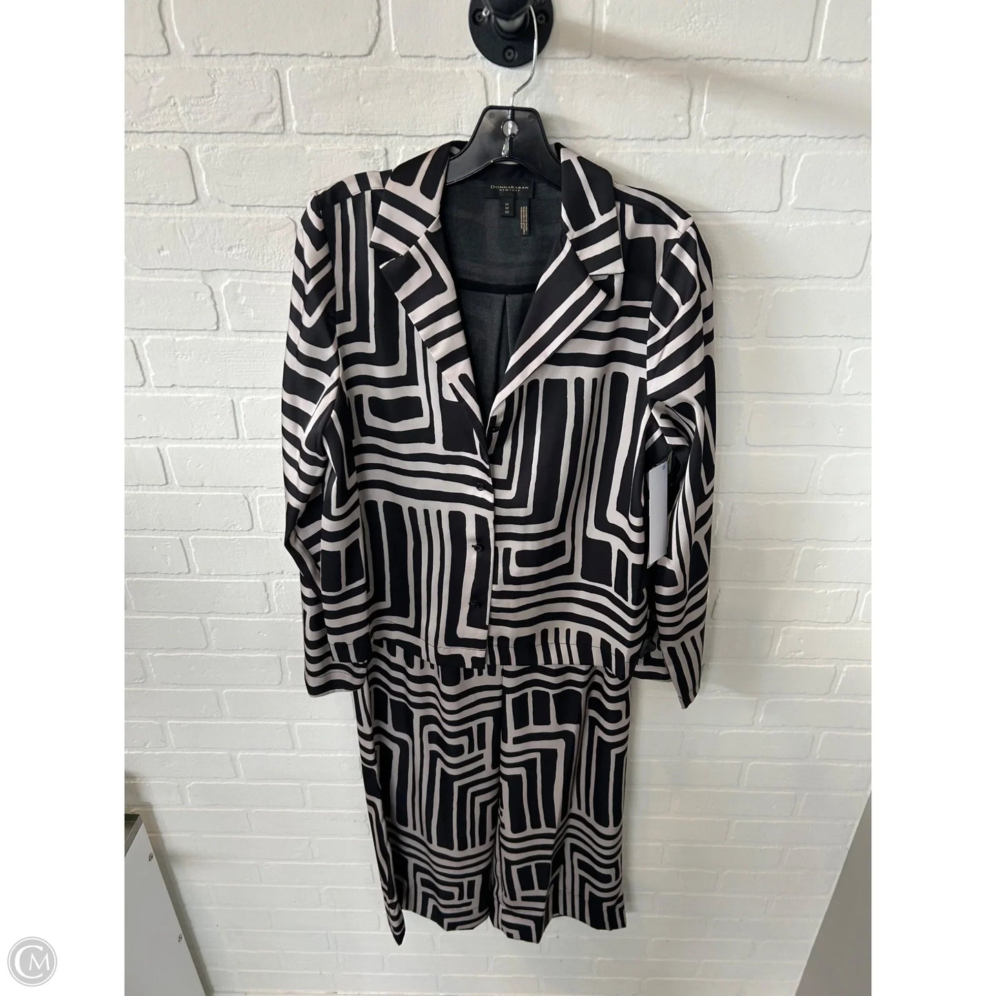 Pants Set 2pc By Donna Karan In Black & Tan, Size: M