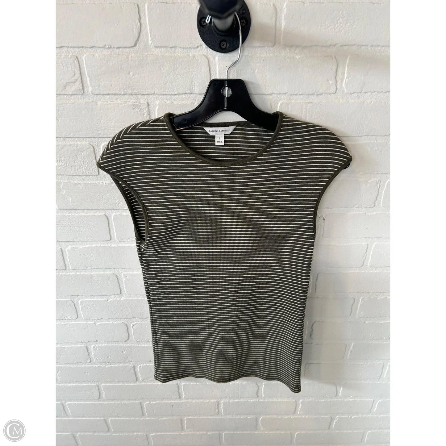 Top Sleeveless Basic By Banana Republic In Green & White, Size: S