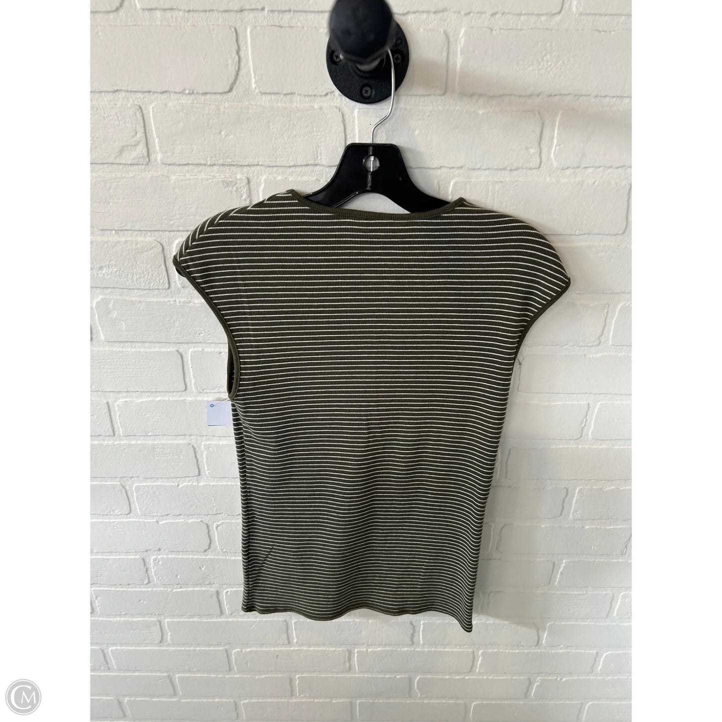 Top Sleeveless Basic By Banana Republic In Green & White, Size: S