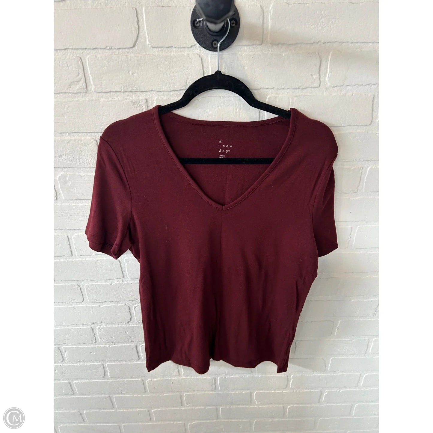 Top Short Sleeve Basic By A New Day In Red, Size: L