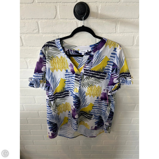 Top Short Sleeve By Chicos In Blue & Yellow, Size: L