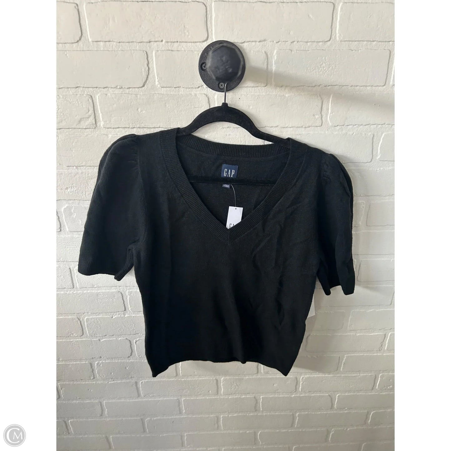 Sweater Short Sleeve By Gap In Black, Size: S