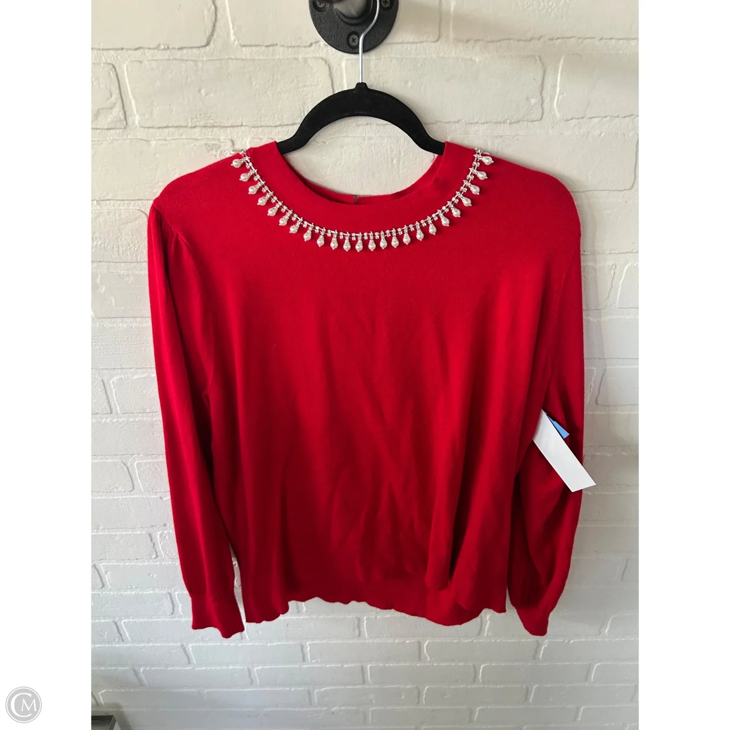 Sweater By Liz Claiborne In Red & White, Size: Xxl