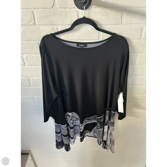 Top 3/4 Sleeve By Alfani In Black & White, Size: 2x