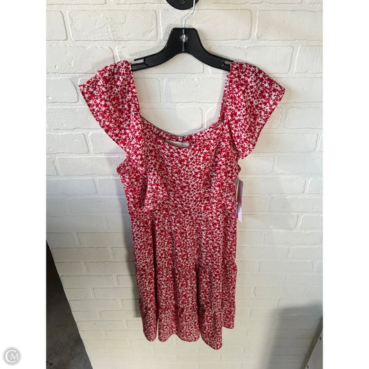 Dress Casual Short By Monteau In Red & White, Size: L