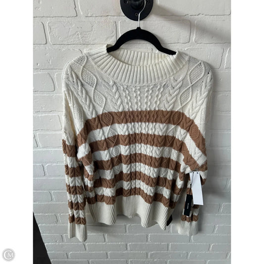 Sweater By Tahari In Tan & White, Size: L