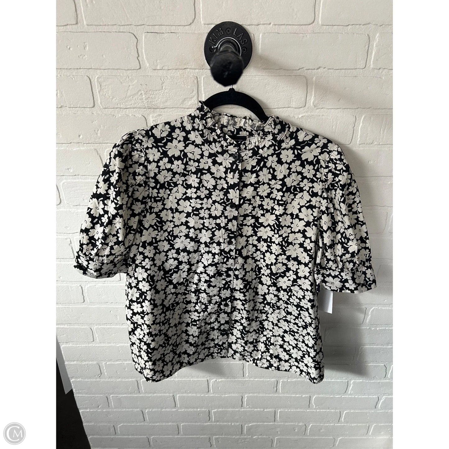 Top Short Sleeve By Who What Wear In Black & Cream, Size: L