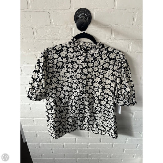 Top Short Sleeve By Who What Wear In Black & Cream, Size: L