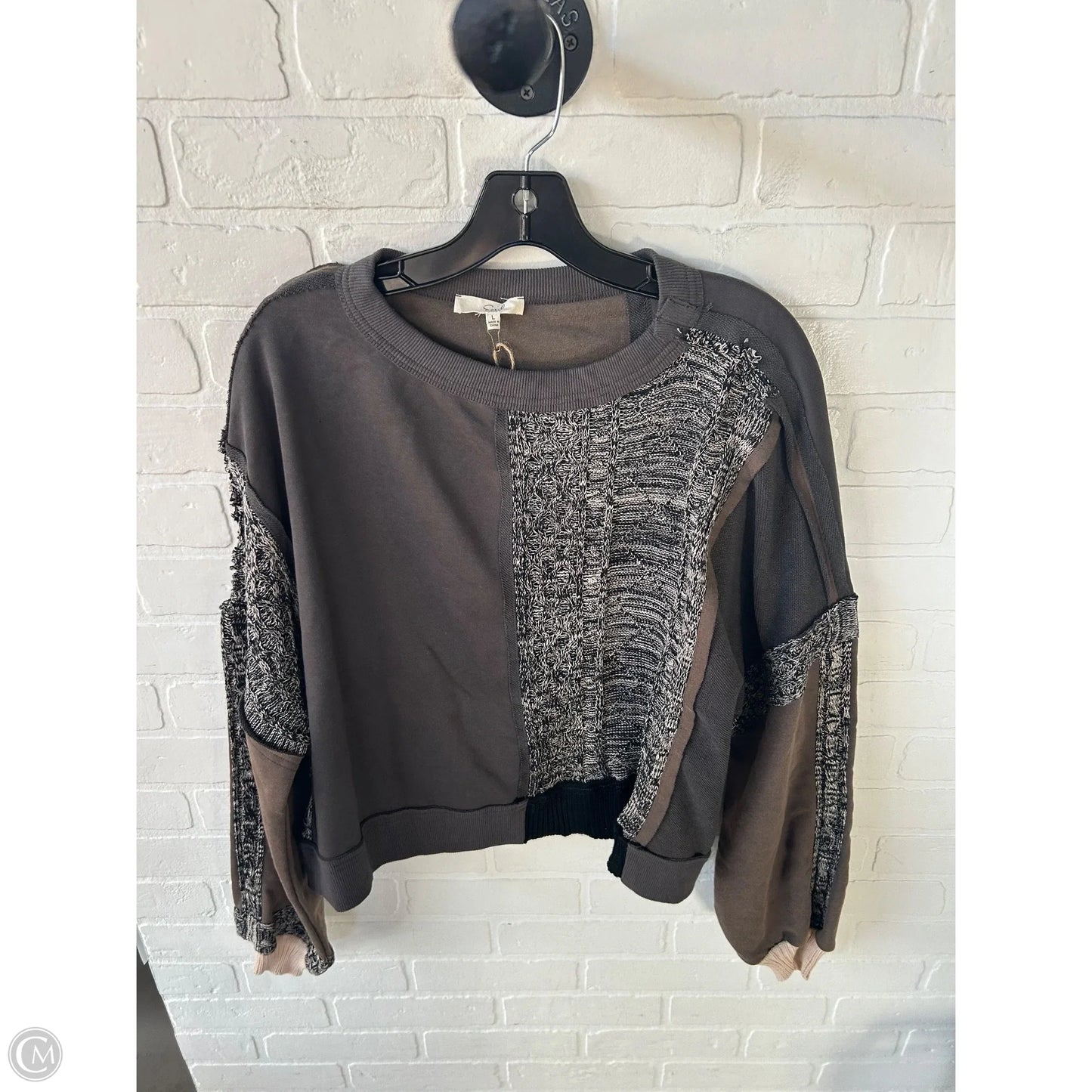 Sweatshirt Crewneck By Easel In Green & Grey, Size: L