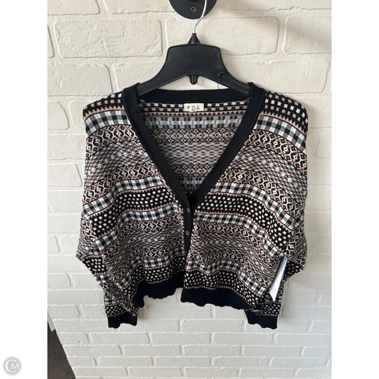 Sweater Cardigan By Pol In Black & Brown, Size: L