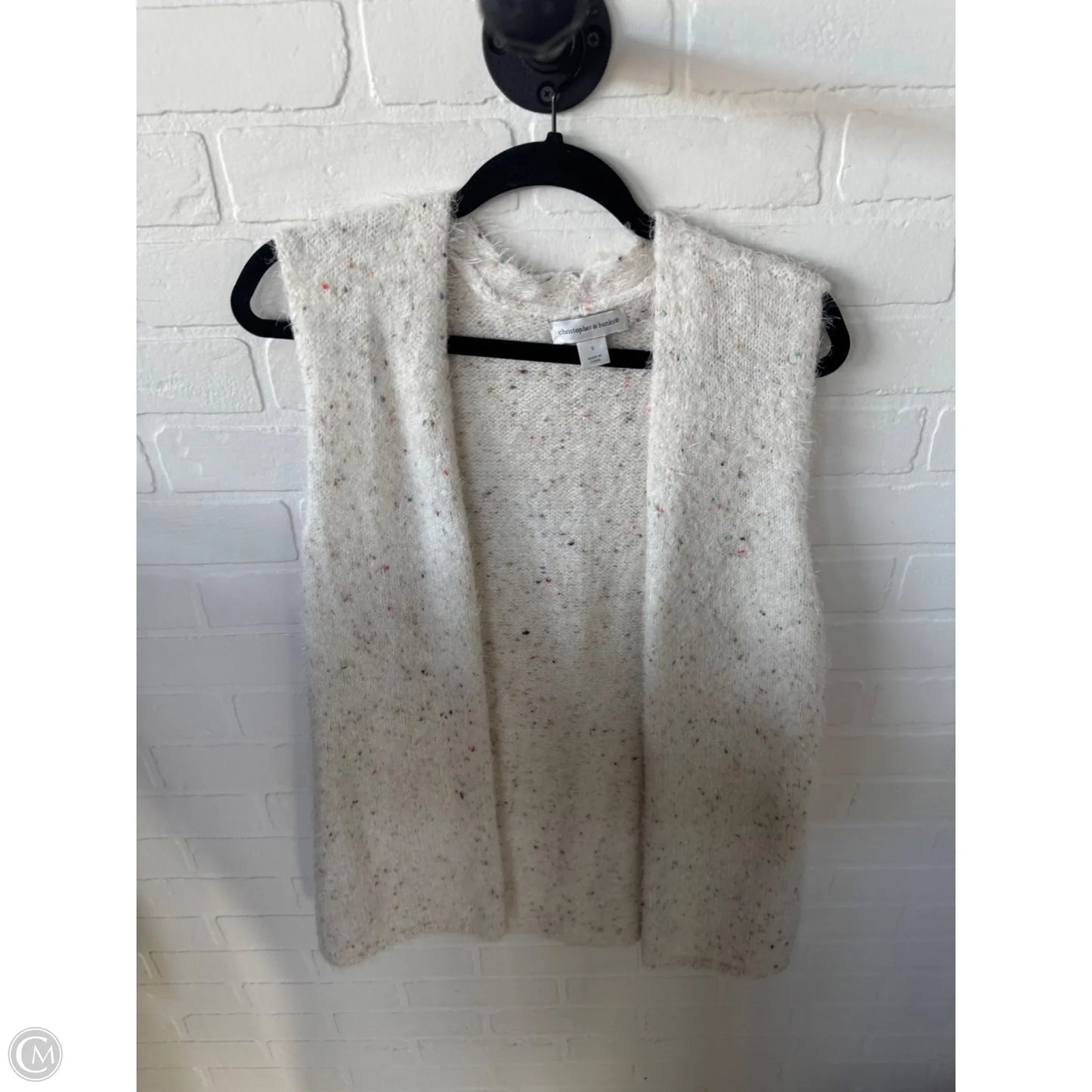 Vest Sweater By Christopher And Banks In Cream & Green, Size: S