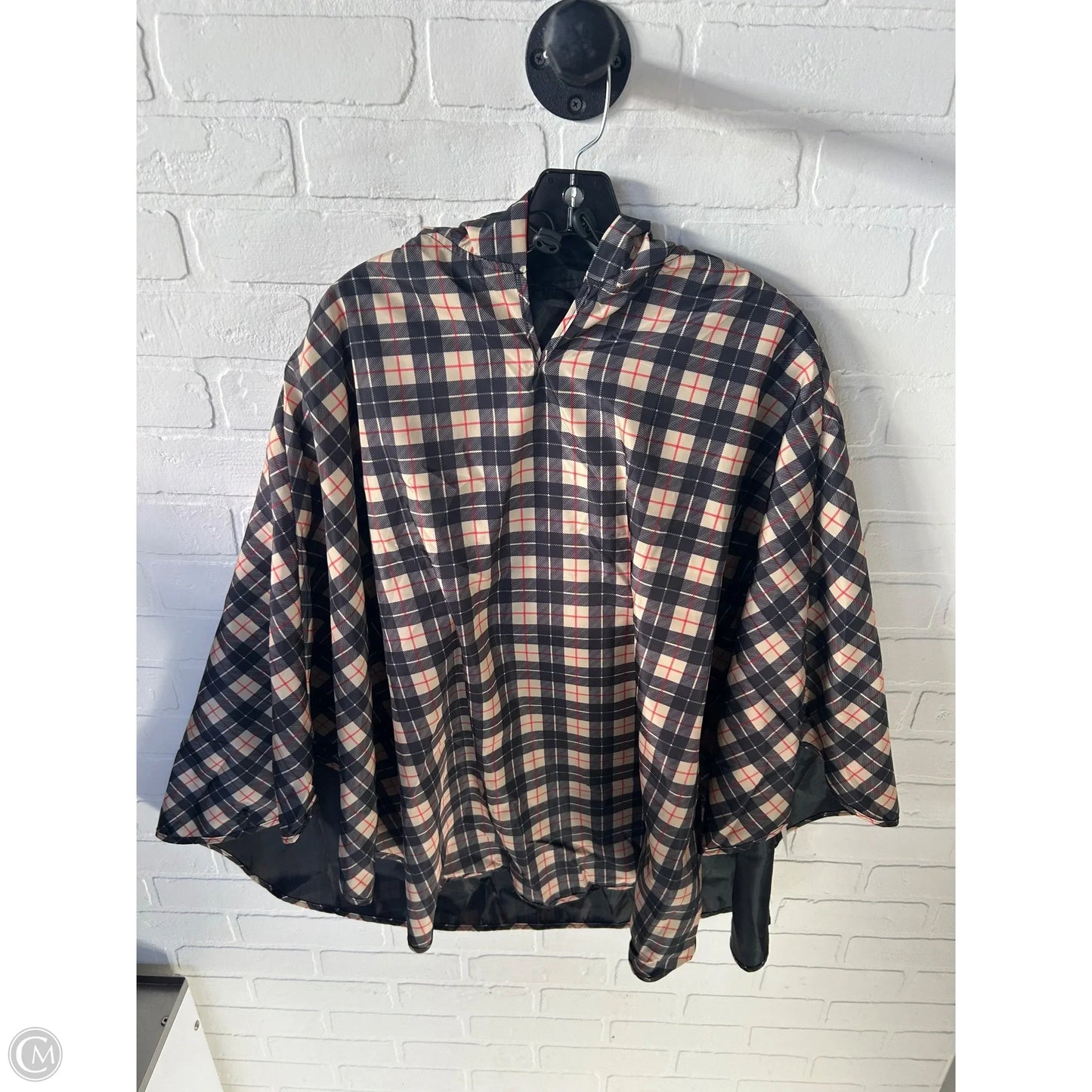 Poncho By Clothes Mentor In Black & Tan, Size: Osfm