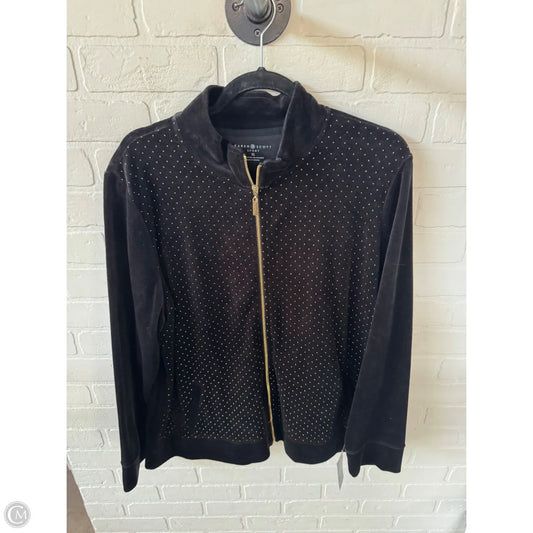 Sweatshirt Collar By Karen Scott In Black & Gold, Size: Xl