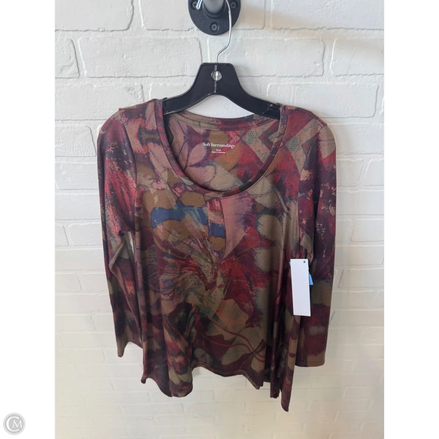 Top Long Sleeve By Soft Surroundings In Brown & Red, Size: S