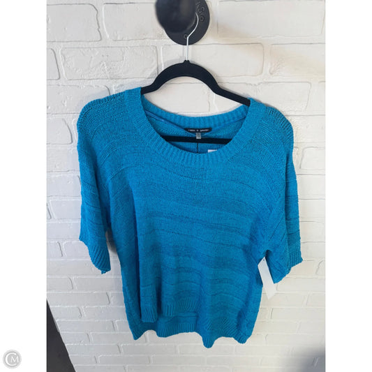 Sweater Short Sleeve By Cable And Gauge In Blue, Size: Xl