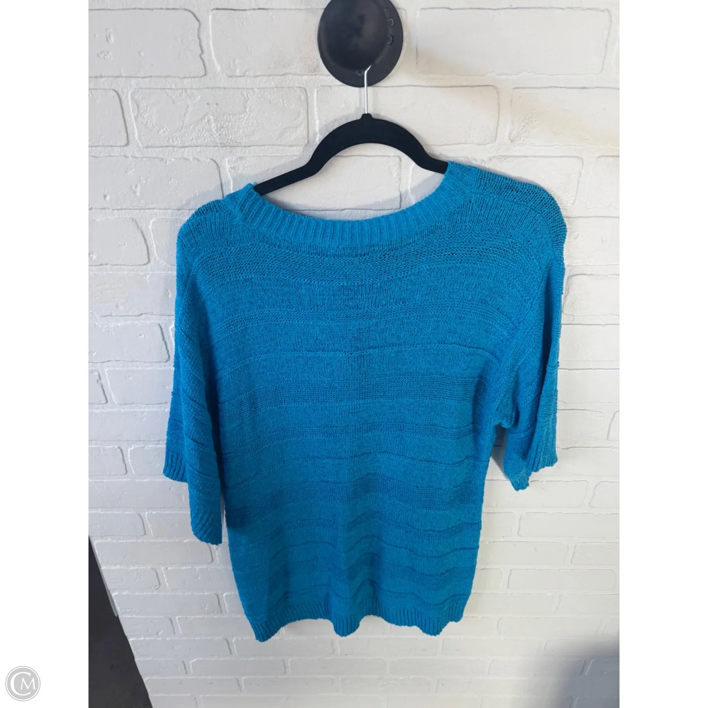 Sweater Short Sleeve By Cable And Gauge In Blue, Size: Xl
