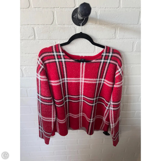 Sweater By Tahari In Red & White, Size: L