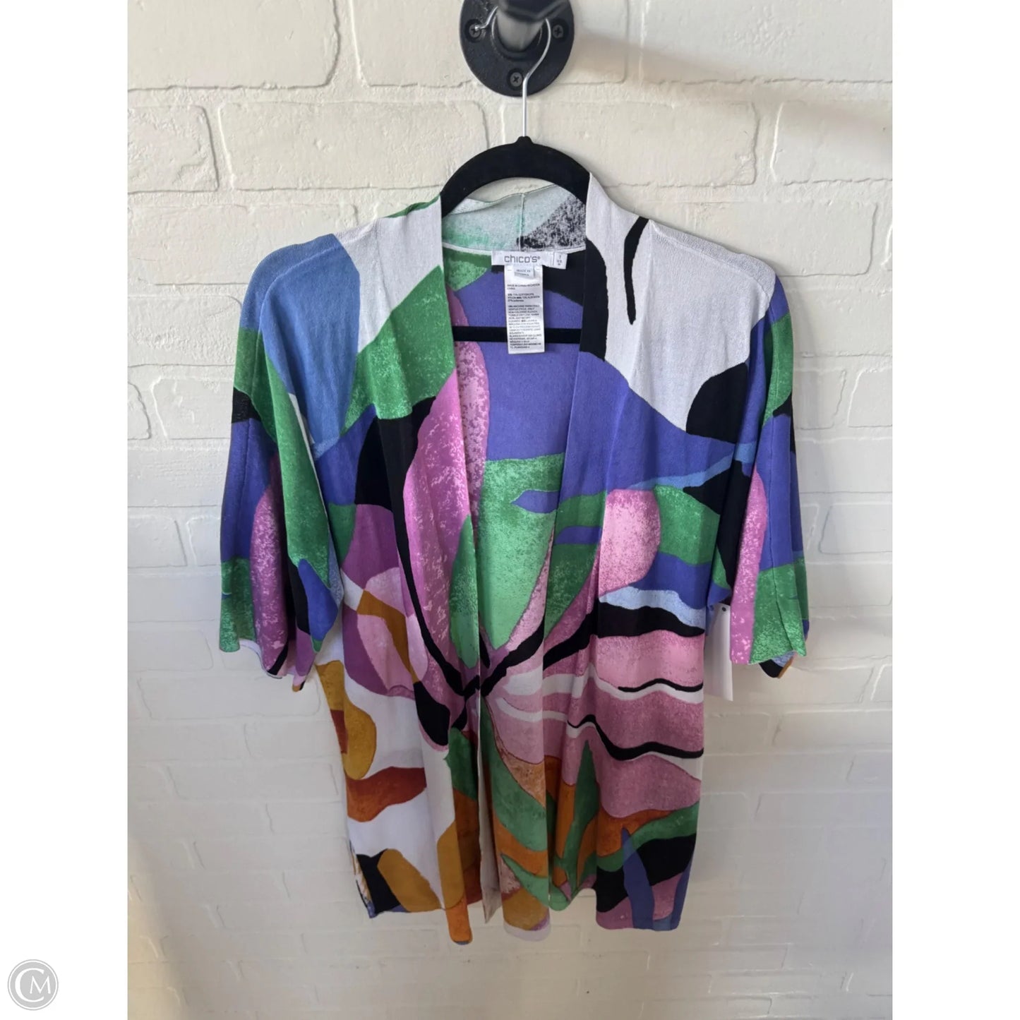 Cardigan By Chicos In Purple & White, Size: M