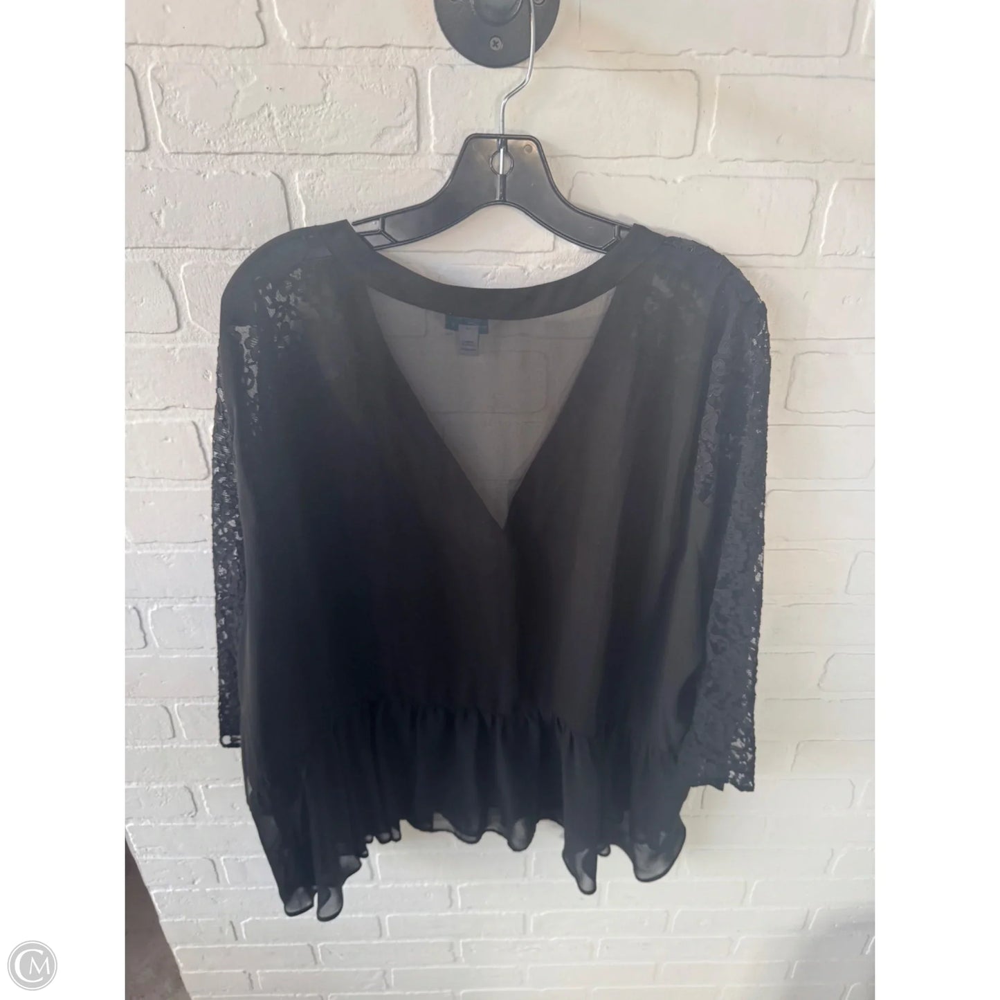 Top 3/4 Sleeve By Boutique + In Black, Size: 2x