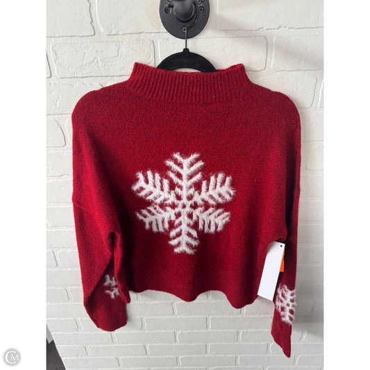Sweater By Jessica Simpson In Red & White, Size: L