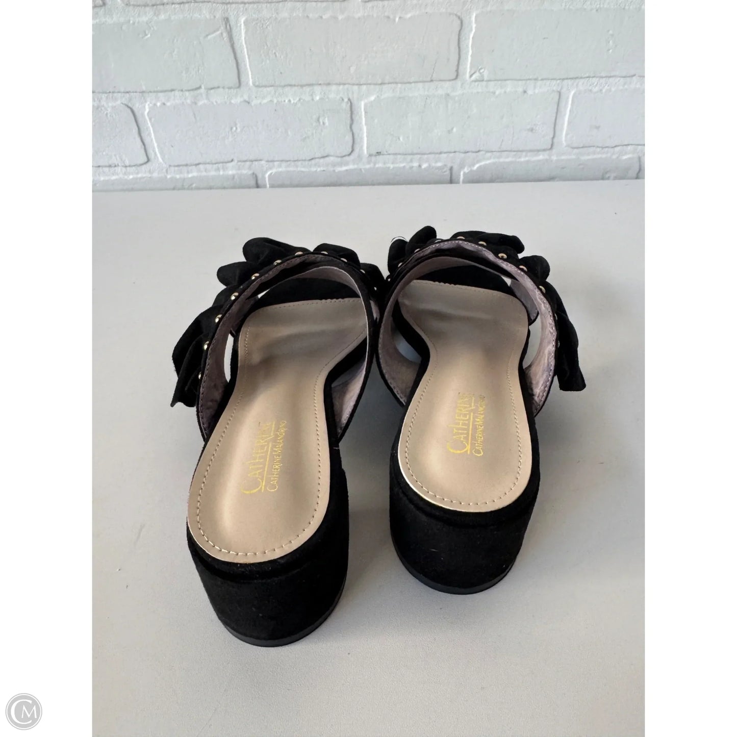 Sandals Heels Kitten By Catherine Malandrino In Black & Gold, Size: 8