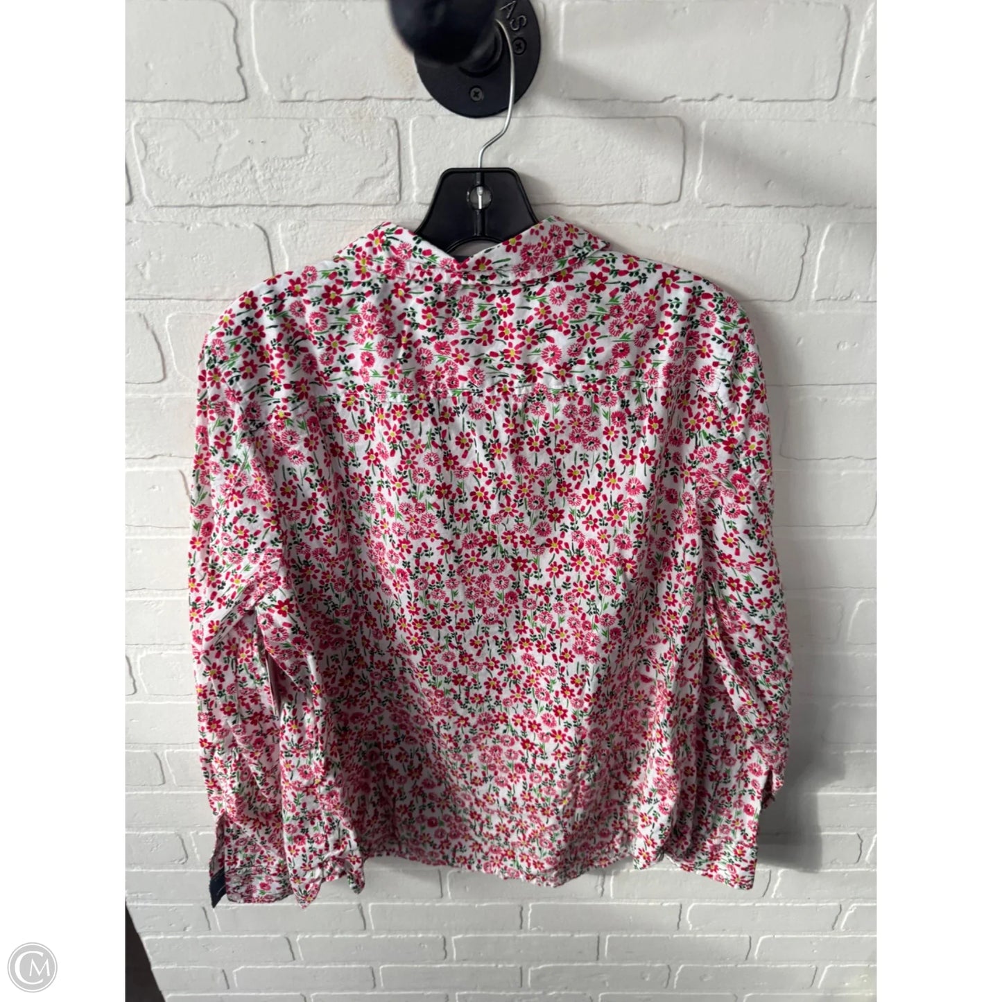 Top Long Sleeve By Tommy Hilfiger In Pink & White, Size: Xl