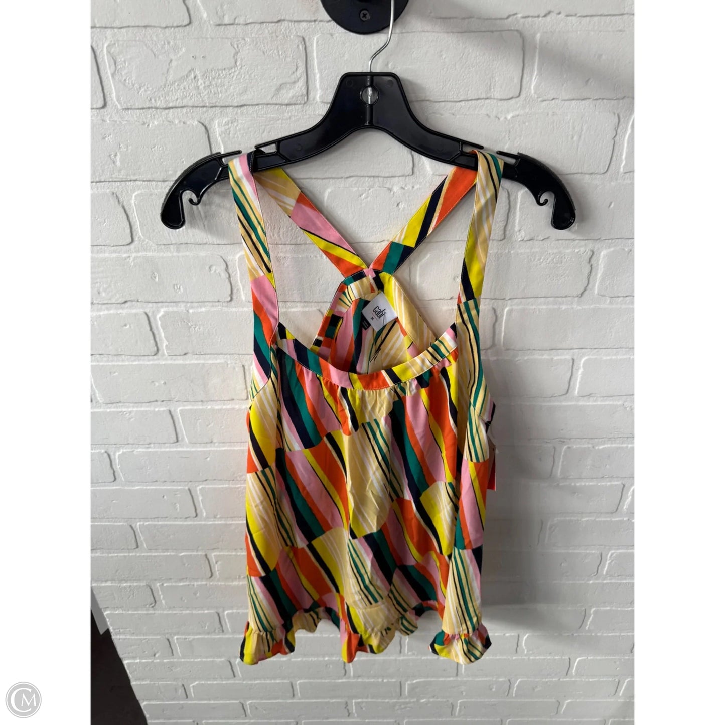 Top Sleeveless By Cabi In Orange & Yellow, Size: M
