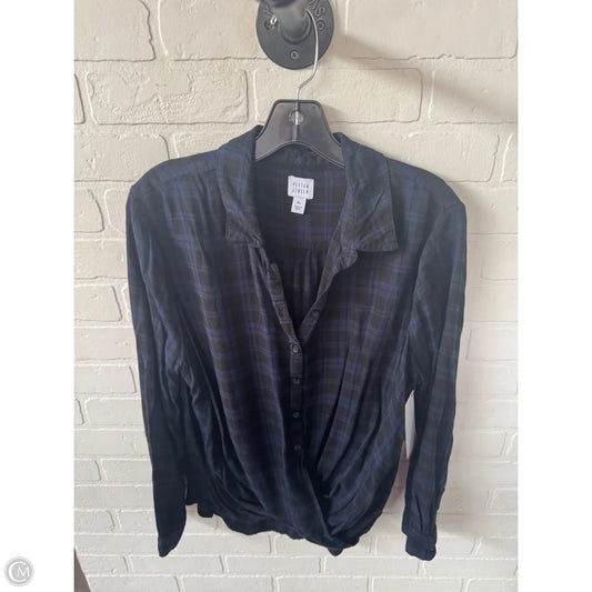 Top Long Sleeve By Peyton Jensen In Black & Blue, Size: Xl