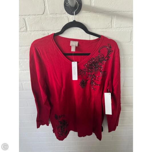 Sweater By Chicos In Black & Red, Size: L
