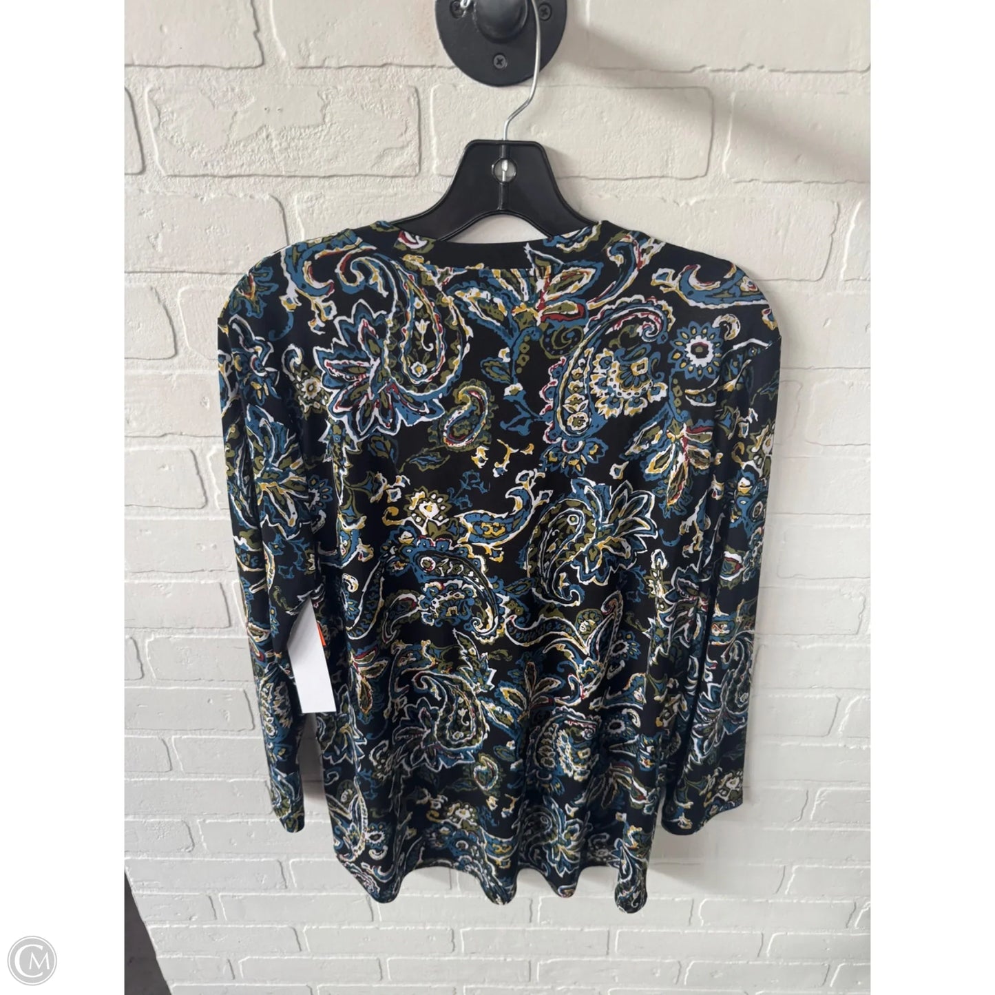 Top Long Sleeve By Jones New York In Black & Blue, Size: L