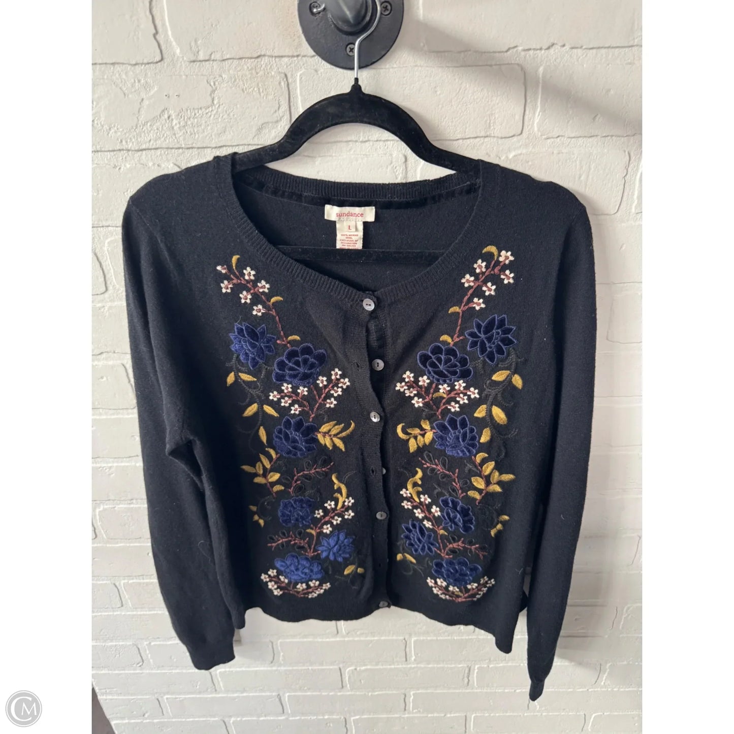 Sweater Cardigan By Sundance In Black & Blue, Size: L