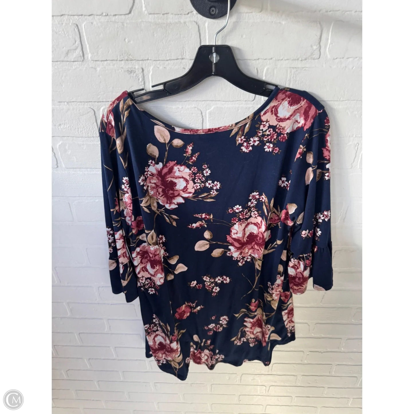 Top 3/4 Sleeve By Sweet Lovely In Blue & Pink, Size: Xl