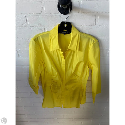 Top 3/4 Sleeve Designer By Lafayette 148 In Yellow, Size: S