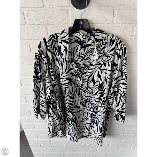 Top 3/4 Sleeve By Tahari In Black & White, Size: 2x