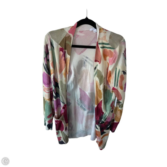 Sweater Cardigan By Chicos In Pink & Tan, Size: M