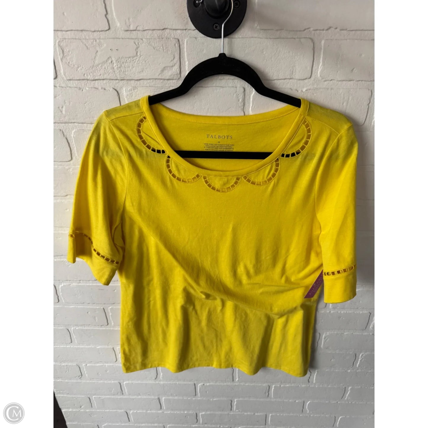 Top Short Sleeve By Talbots In Yellow, Size: M