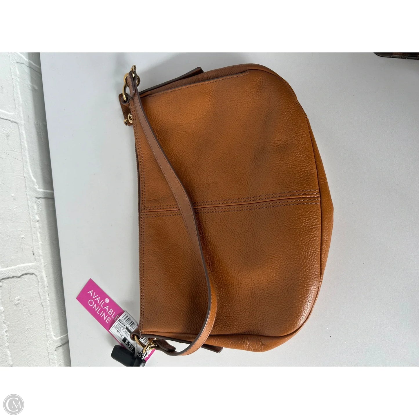 Handbag Leather By Fossil, Size: Medium