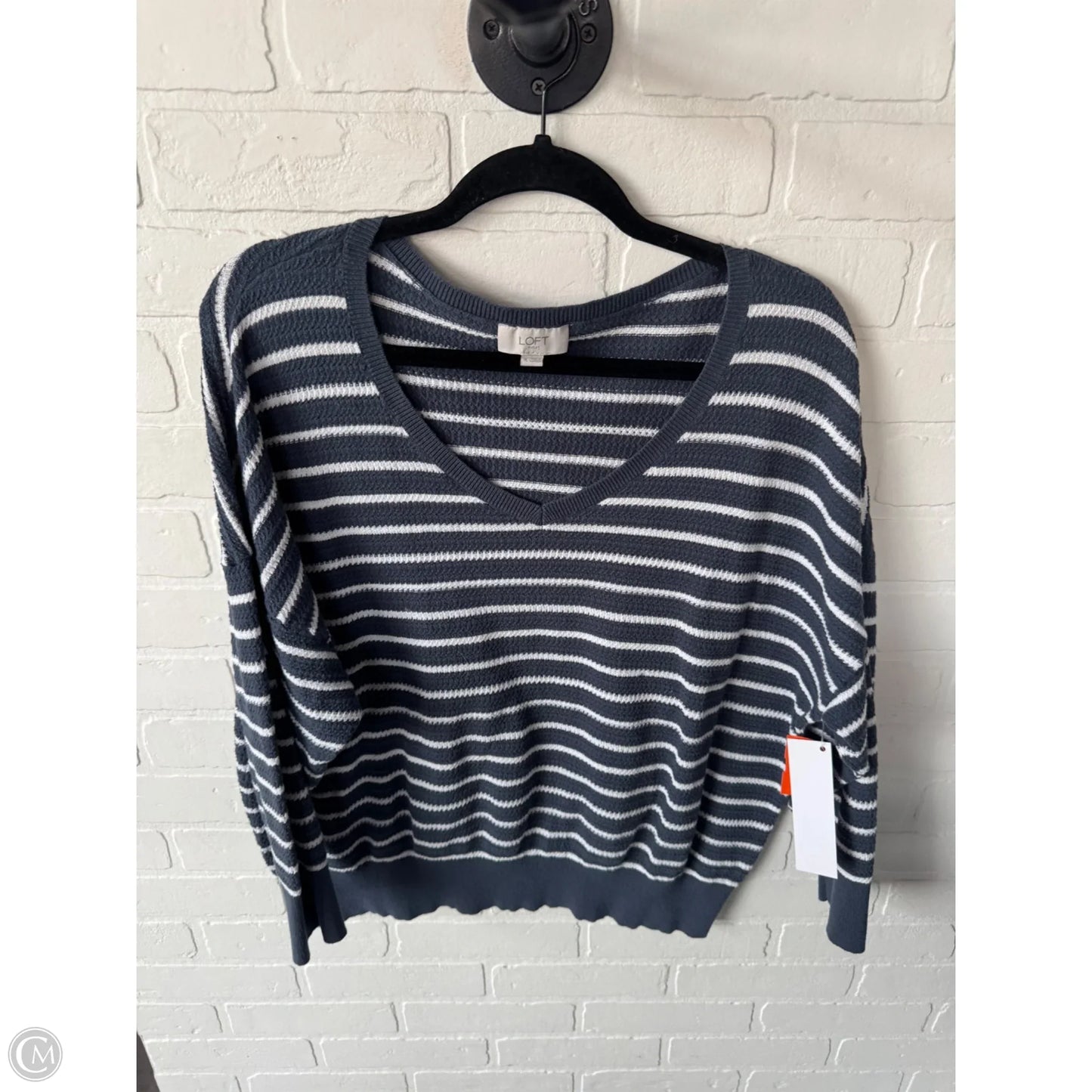 Top Long Sleeve By Loft In Blue & White, Size: Xl